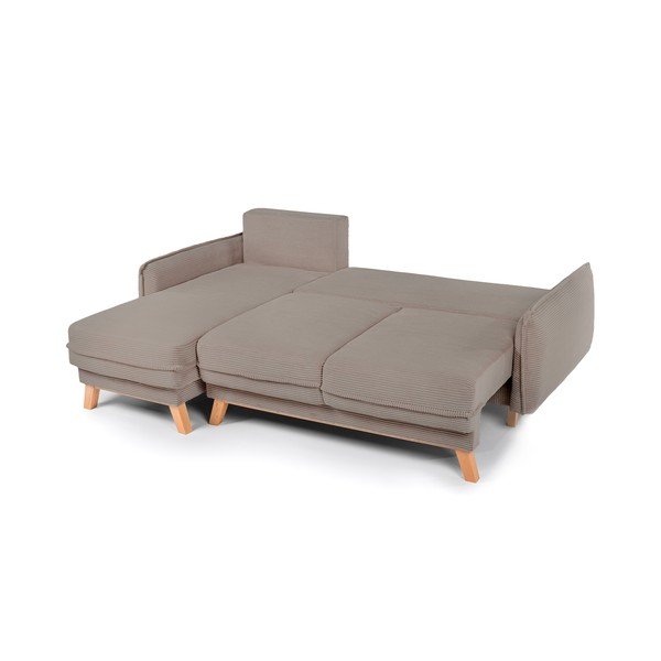 Pelēkbrūns velveta salokāms/ar uzglabāšanas vietu stūra dīvāns Tori – Bonami Selection-image-3