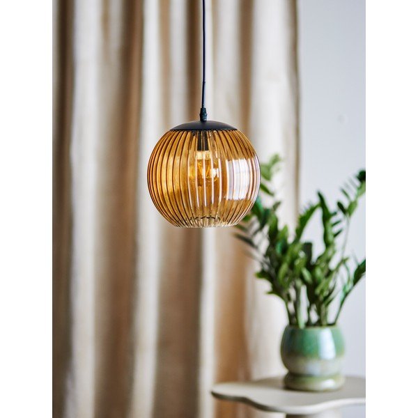 Brūna stikla LED piekaramā lampa ø 23 cm Sybia – Bloomingville-image-1
