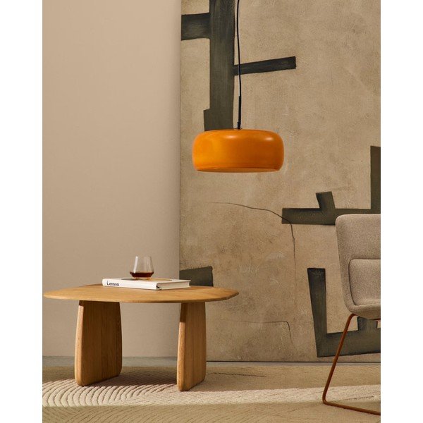 Oranža LED piekaramā lampa ar stikla abažūru ø 38 cm Reig – Kave Home-image-1