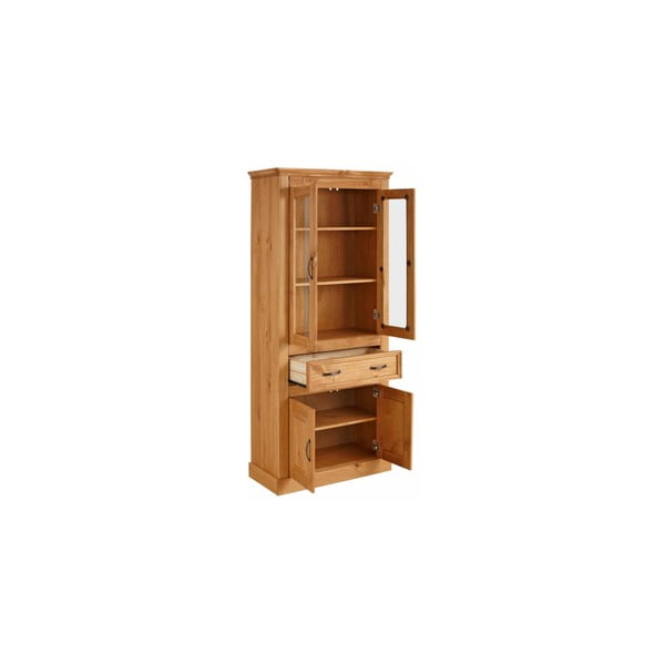 Brūna četrdurvju vitrīna no priedes masīvkoka Støraa Suzie-image-1