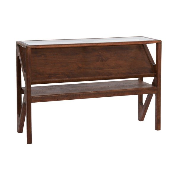Dabīga toņa konsoles galds ar stikla galda virsmu 41x119 cm Yuki – Light & Living