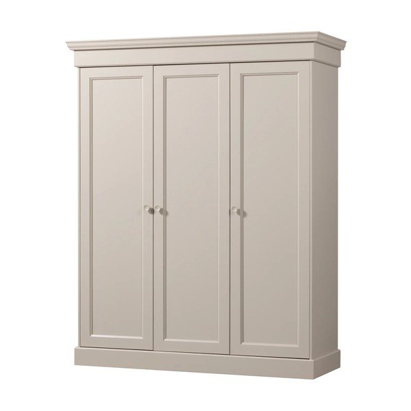Pelēkbēšs priedes masīvkoka drēbju skapis 171x212x63 cm Olivia – WOOOD