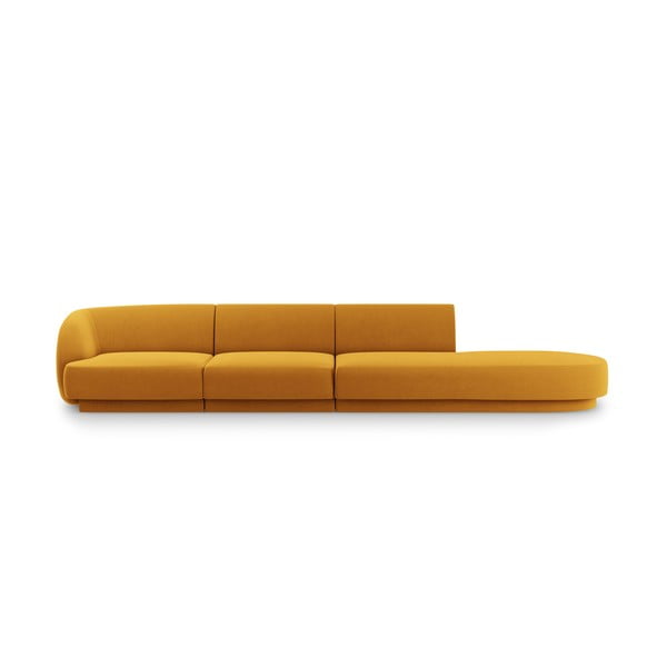 Sinepju dzeltens samta dīvāns 302 cm Miley – Micadoni Home