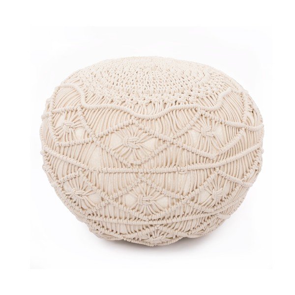 Bēšs pufs Tiseco Home Studio Macramé, augstums 35 cm