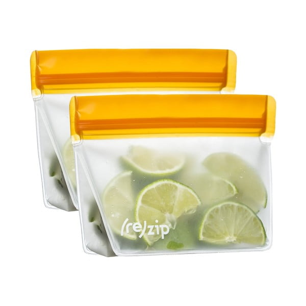 Oranžu uzkodu maisiņu komplekts (2 gab.) (re)zip Essential, 230 ml