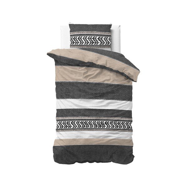 Pelēka kokvilnas gultasveļa Pure Cotton Northern Stripe, 140 x 200/220 cm