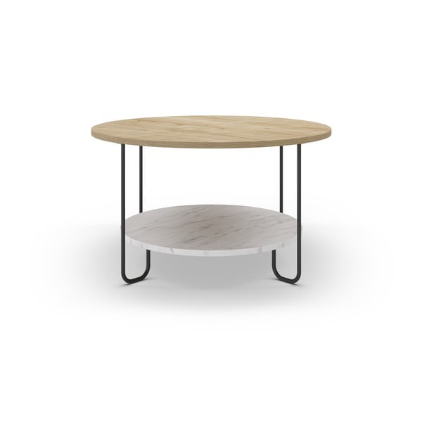 Dabīga toņa apaļš žurnālgaldiņš ar ozolkoka imitācijas galda virsmu ø 80 cm Tonka – Marckeric-image-3