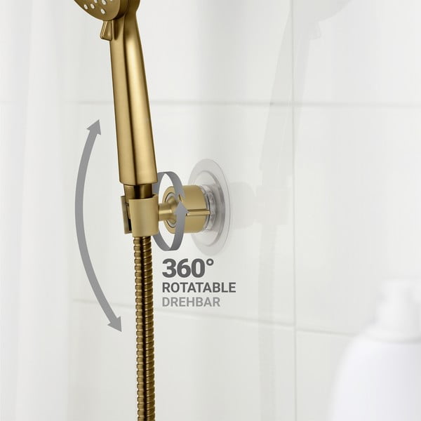 Zelta krāsas plastmasas dušas galvas turētājs ar uzstādīšanu bez urbšanas Libertà – Wenko-image-2