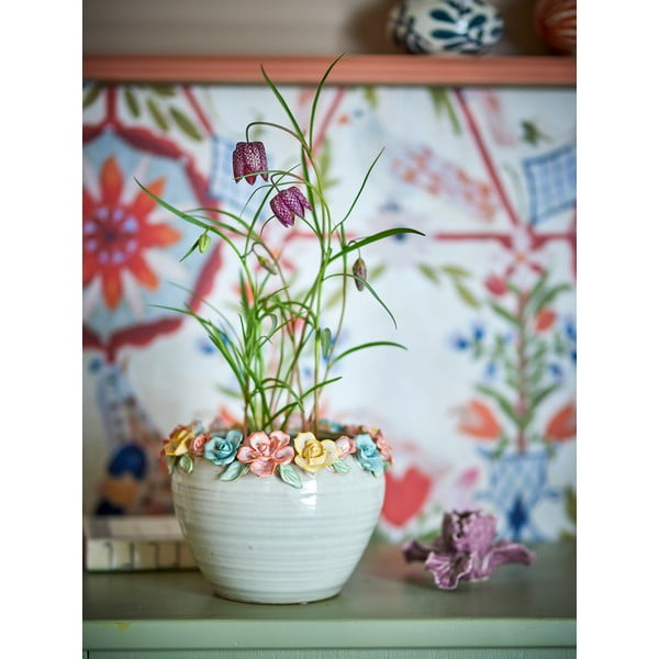 Akmensmasas ar rokām apgleznots puķu poda apvalks ø 19,5 cm Eanna – Bloomingville-image-1