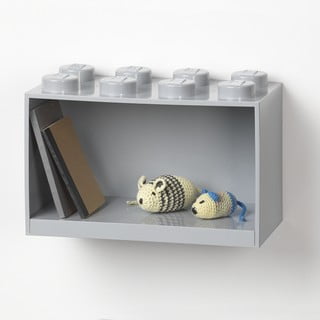 Bērnu pelēks sienas plaukts Brick 8 - LEGO®
