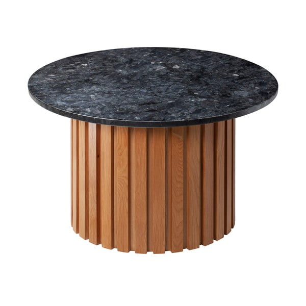 Melna granīta kafijas galdiņš ar ozolkoka pamatni RGE Moon, ⌀ 85 cm