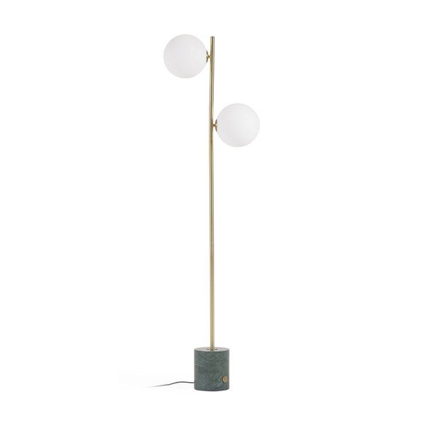 Stāvlampa zaļā/zelta krāsā ar stikla abažūru (augstums 161 cm) Lonela – Kave Home