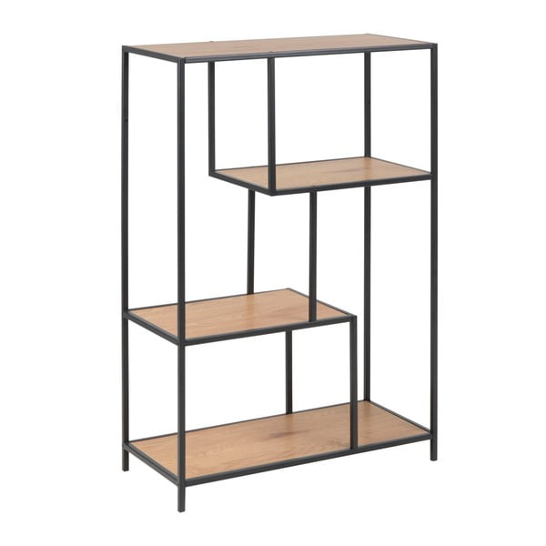 Melns/dabīga toņa grāmatu plaukts ar ozolkoka imitāciju 77x114 cm Seaford – Actona-image-2