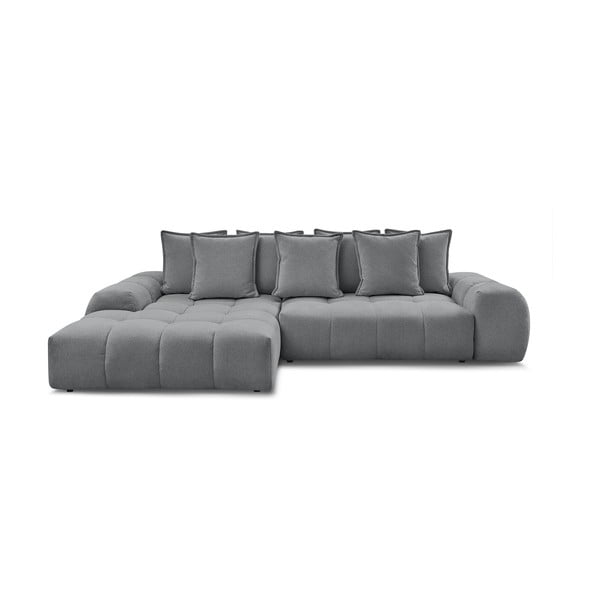 Tumši pelēks salokāms/ar uzglabāšanas vietu stūra dīvāns no šenila auduma (ar kreiso stūri/ar zvilni) Everest – Bobochic Paris