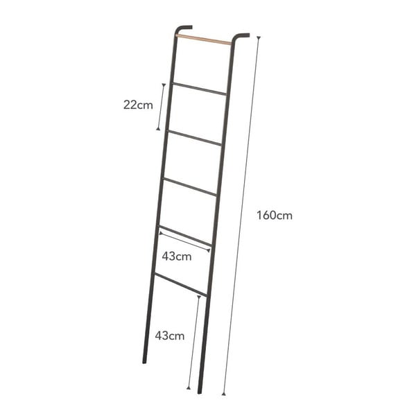 Melnas dekoratīvās kāpnes ar dižskābarža koka detaļām YAMAZAKI Tower Ladder-image-4