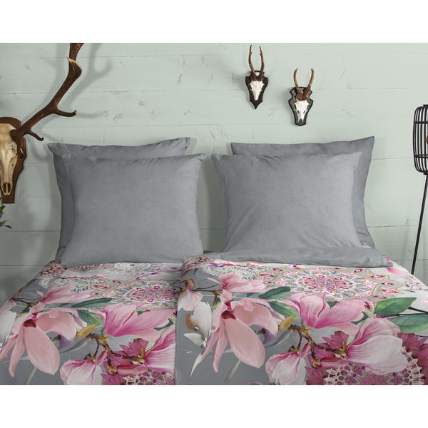 Rozā/pelēka flaneļa gultas veļa vienvietīgai gultai 140x200 cm – HIP-image-2