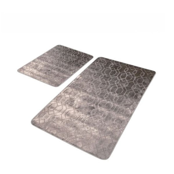 Pelēki samta vannas istabas paklājiņi (2 gab.) 60x100 cm – Mila Home