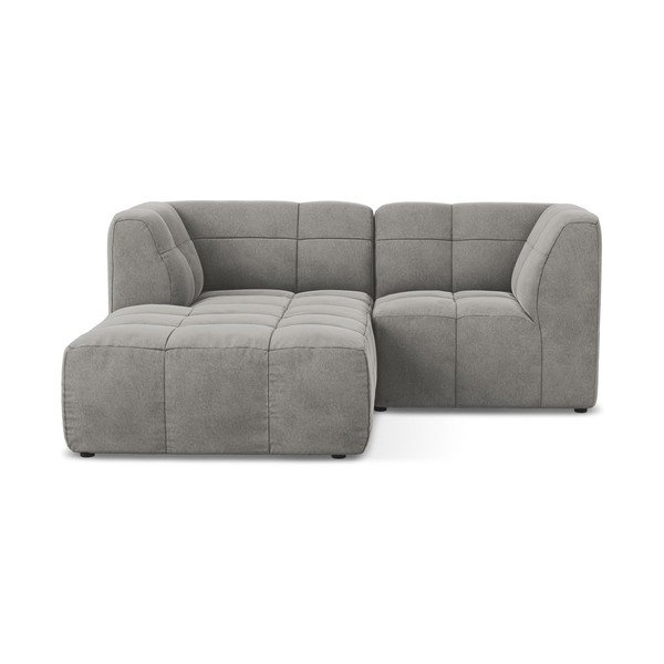 Pelēks samta stūra dīvāns (ar kreiso stūri/ar zvilni) Aloha – Makamii