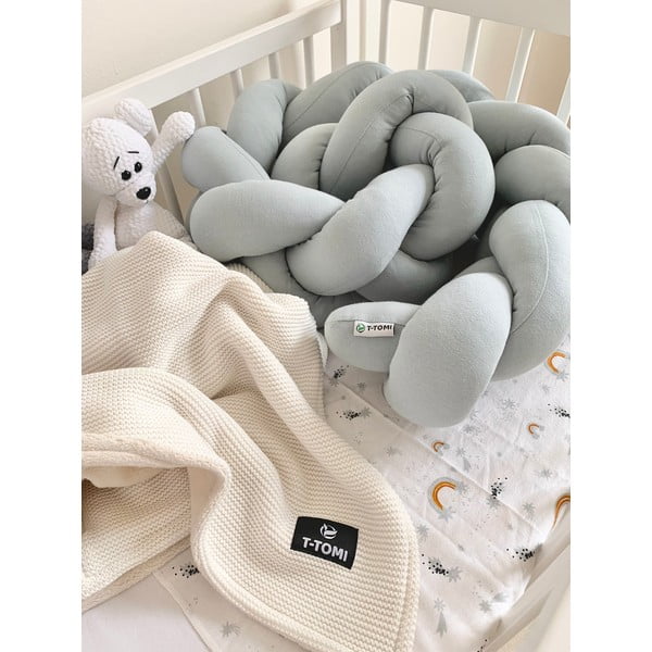 Pelēka kokvilnas gultas apmalīte T-TOMI, garums 180 cm-image-1