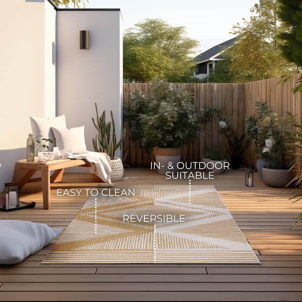 Okera dzeltens/krēmkrāsas āra paklājs 160x230 cm Gemini – Elle Decoration-image-4