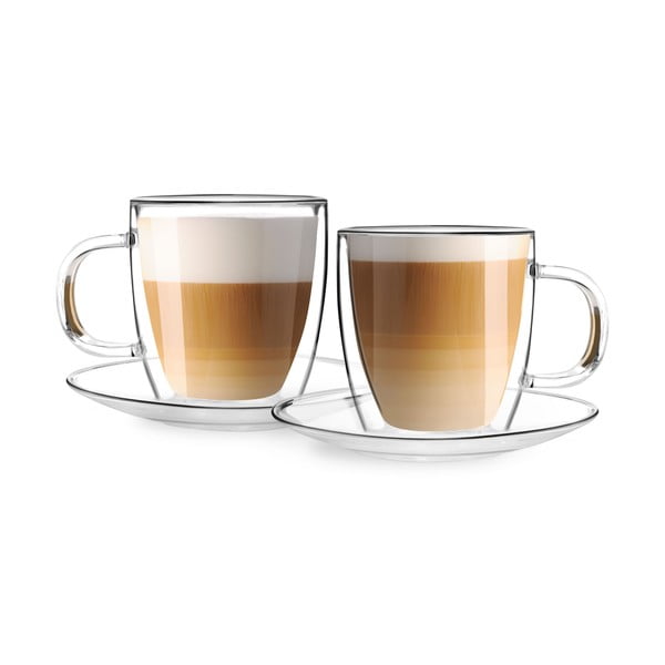 Dubultsienu stikla tasītes ar apakštasīti (2 gab.) Vialli Design, 250 ml-image-2