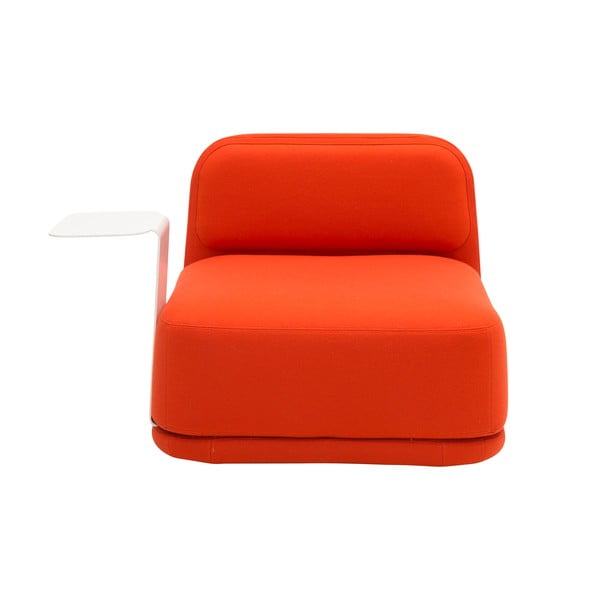 Oranžs atpūtas krēsls ar zemu atzveltni un baltu metāla galdu Softline Standby High + Side Table-image-2