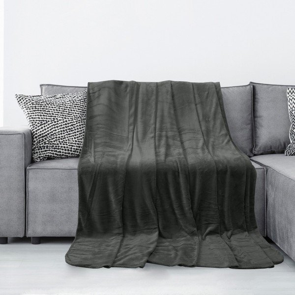 Tumši pelēka mikrošķiedras sega AmeliaHome Tyler, 70 x 150 cm-image-1