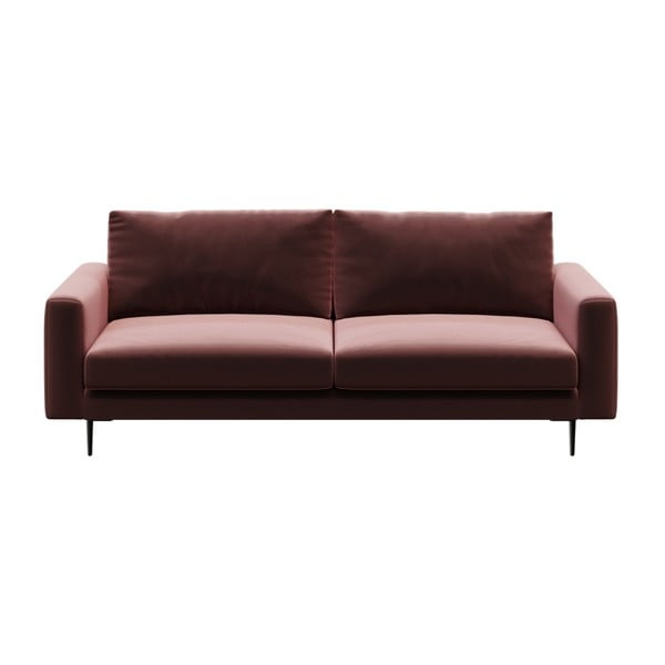 Tumši rozā samta dīvāns Devichy Levie, 222 cm