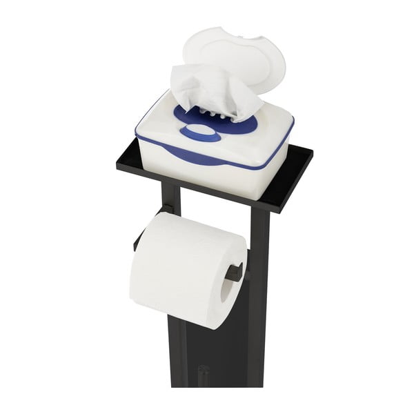 Melns nerūsējošā tērauda tualetes papīra turētājs ar statīvu Debar – Wenko-image-3
