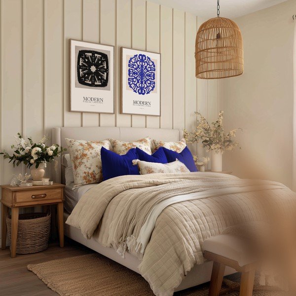 Drukāta glezna ar rāmi 60x90 cm Blue Folklore – Styler-image-2