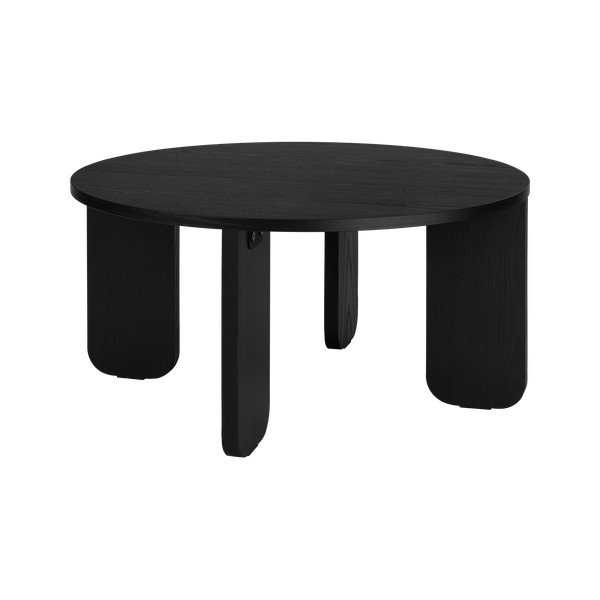 Melns apaļš žurnālgaldiņš ar ozolkoka imitācijas galda virsmu ø 75 cm Kuvu – noo.ma