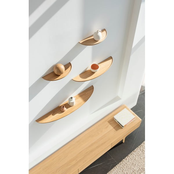 Dabīga toņa ozola masīvkoka sienas plaukts 100 cm Mu – Gazzda-image-1