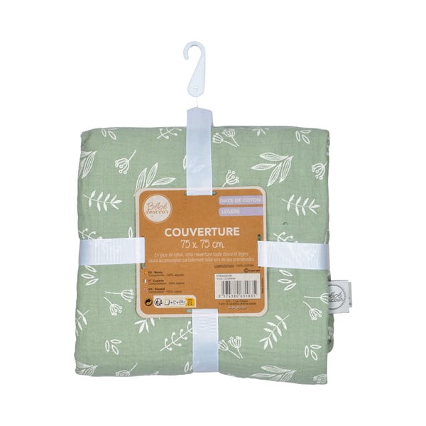 Zaļa muslīna bērnu sega 75x75 cm – Bébé Douceur-image-3