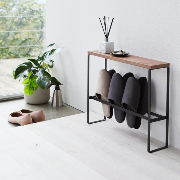 Melns/dabīga toņa metāla čību statīvs Tower – YAMAZAKI-image-3