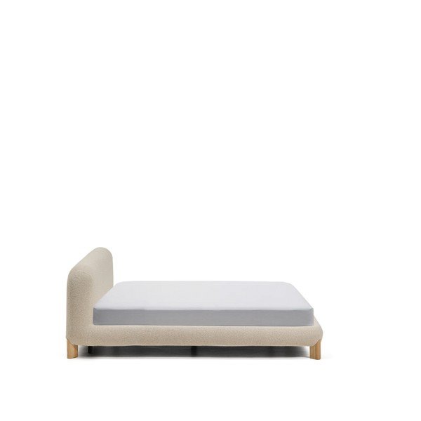 Bēša polsterēta divvietīga gulta bez režģa 180x200 cm Odina – Kave Home-image-4