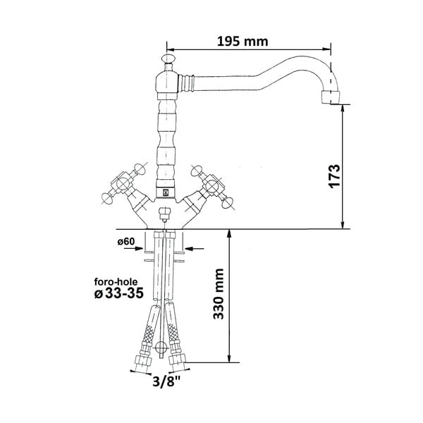 Bronzas krāsas stāvošs jaucējkrāns izlietnei Antea – Sapho-image-4