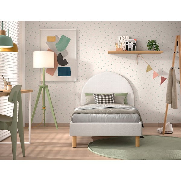 Balta polsterēta vienvietīga gulta ar redelēm 90x200 cm MOON – Vipack-image-3