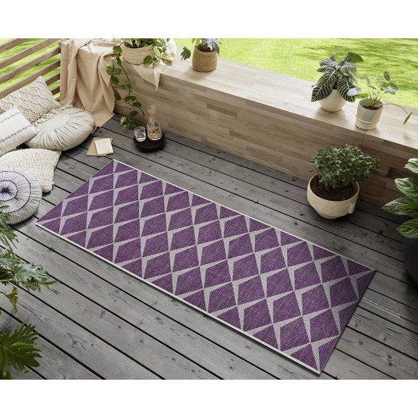 Violets un bēšs āra paklājs NORTHRUGS Escala, 70 x 300 cm-image-1