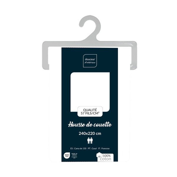 Balts divguļamais/īpaši garš kokvilnas segas pārvalks 240x220 cm Lina – douceur d'intérieur-image-2