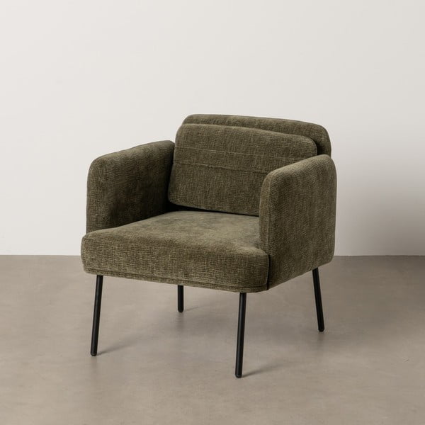 Zaļš atpūtas krēsls no šenila auduma Bind – Ixia-image-2