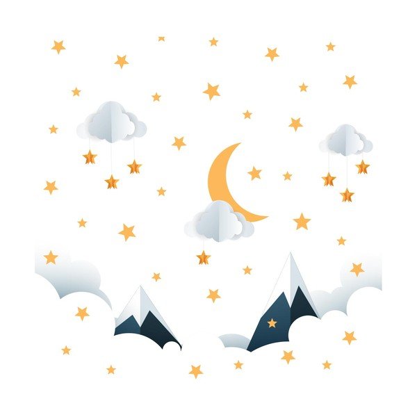 Bērnu sienas uzlīme 90x60 cm Mountains in Stars and Clouds – Ambiance-image-2