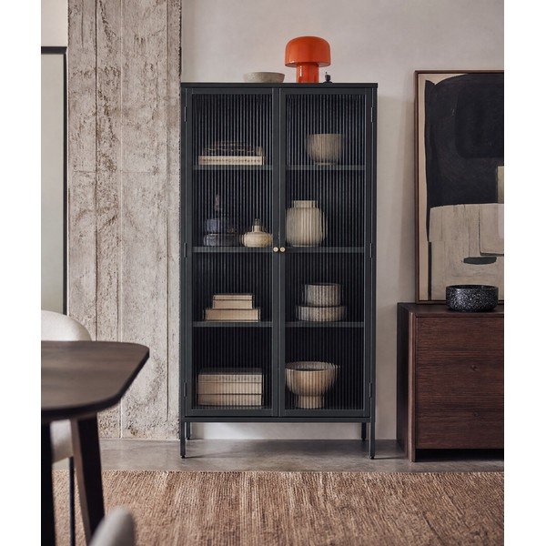 Tumši zaļa metāla vitrīna 90x190 cm Bronco – Unique Furniture-image-3