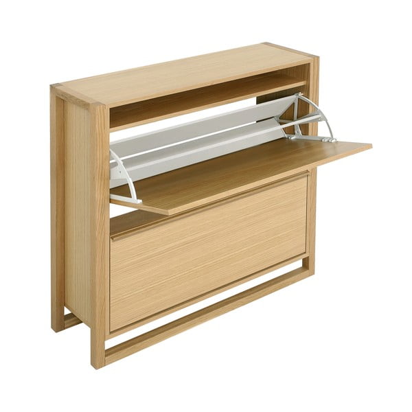 Dabīga toņa atverams apavu plaukts ar ozolkoka imitāciju NewEst – Woodman-image-3