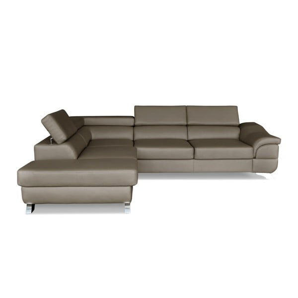 Pelēka un brūna stūra dīvāns-guļamā gulta Windsor & Co. Dīvāni Omnikron, kreisais stūris