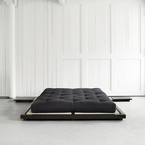 Divguļamā gulta no priedes koka ar matraci un tatami Karup Design Dock Comfort Mat Black Black, 160 x 200 cm-image-1
