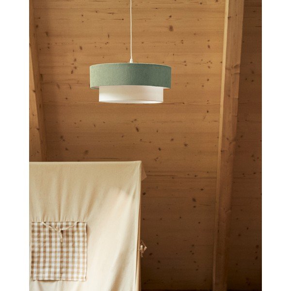 Balta/tirkīzzila bērnu lampa ar auduma abažūru Bianella – Kave Home-image-1