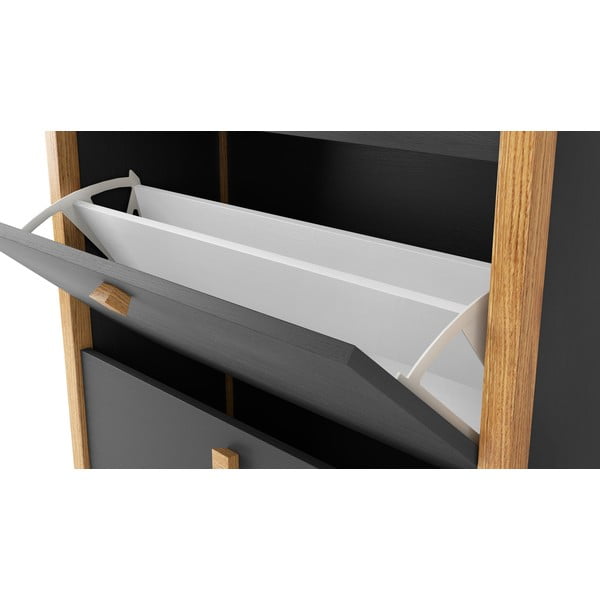 Tumši pelēks apavu skapis ar trim atvilktnēm Woodman Bode-image-3