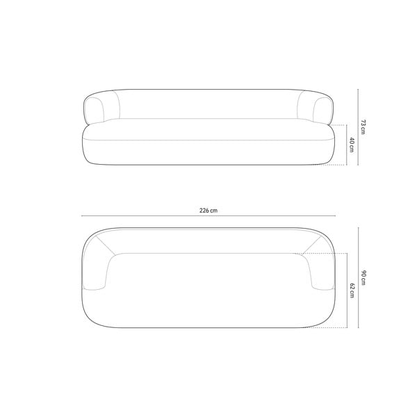 Zaļš dīvāns no buklē auduma 226 cm Jenny – Micadoni Home-image-4