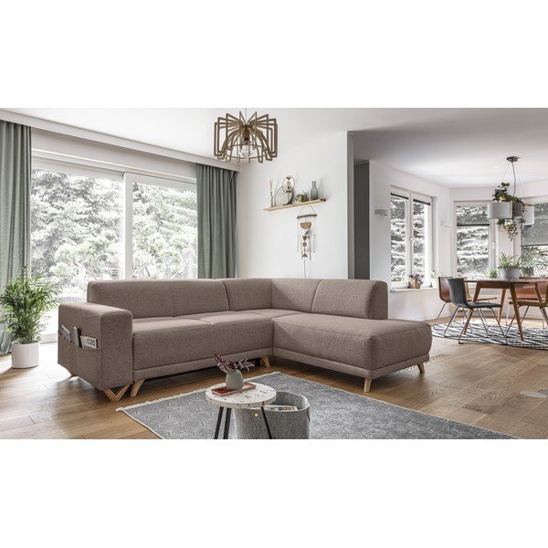 Brūns salokāms/ar uzglabāšanas vietu stūra dīvāns (ar labo stūri/L veida) Classy Sophie – Miuform-image-3