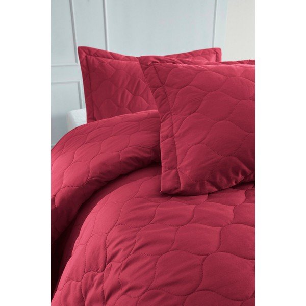 Tumši sarkans kokvilnas gultas pārklājs ar spilvendrānu EnLora Home Fresh, 180 x 225 cm-image-1